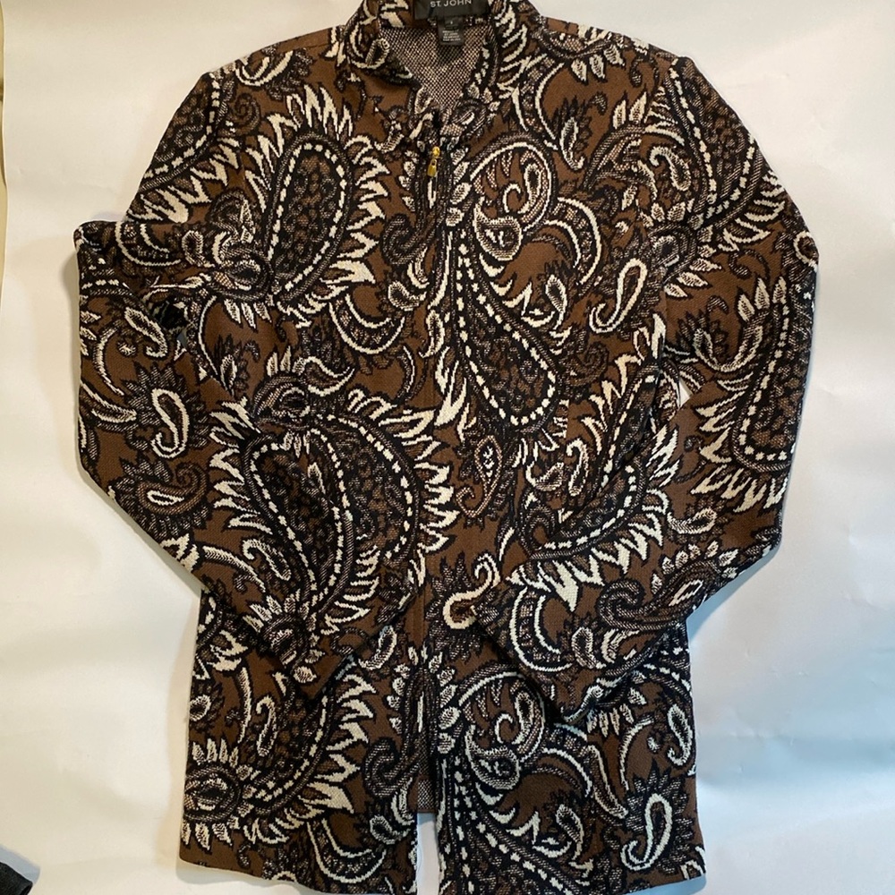 St.John Fall 2009 Zip-up Cardigan- Paisley Design- Size Small